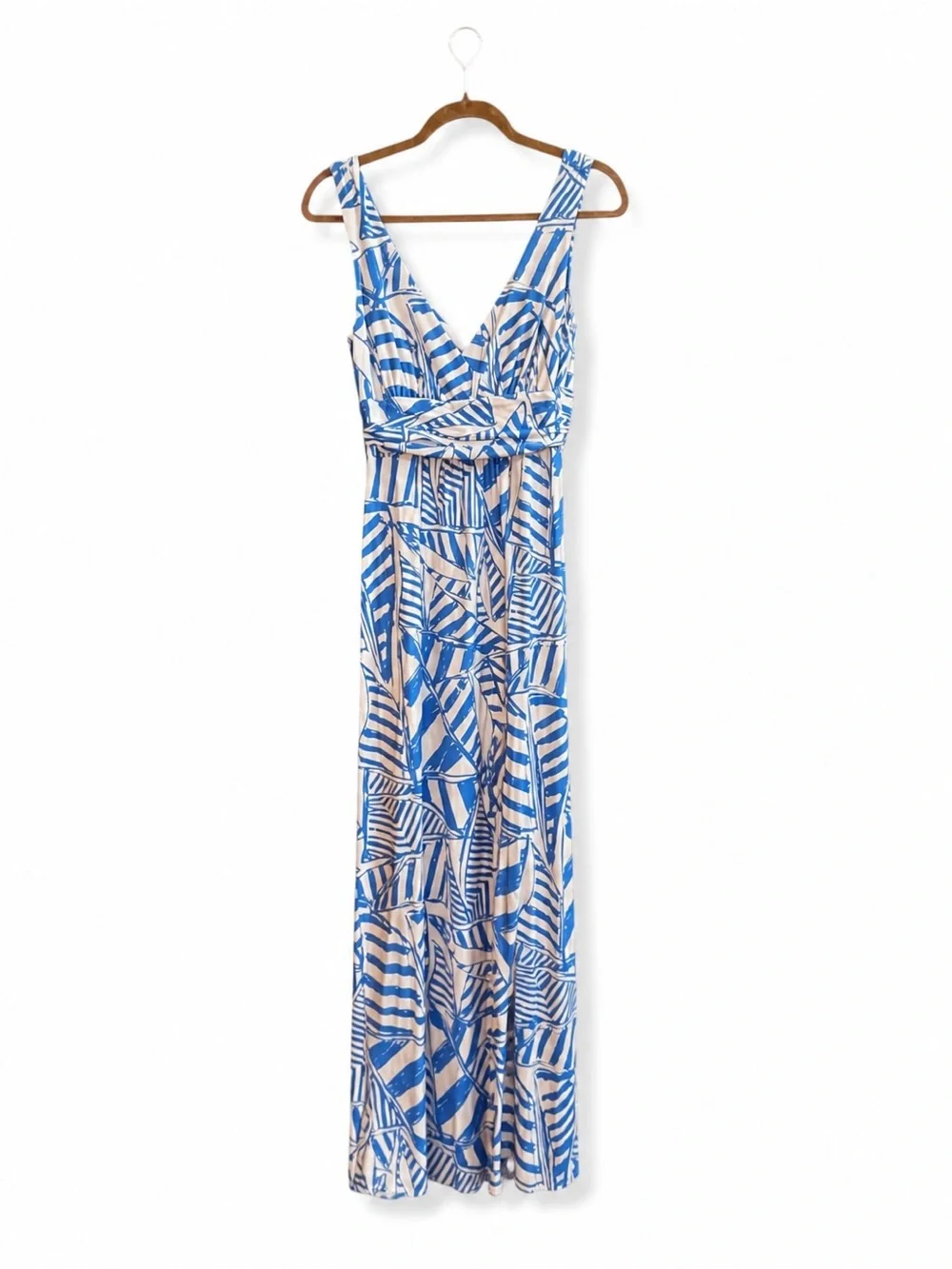Lilly Pulitzer Blue White Abstract Print Maxi Dress Medium